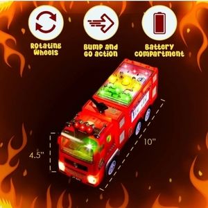 Zetz Brands Fire Truck Toy for Boys, Girls, Kids, w/ 4D LED Lights